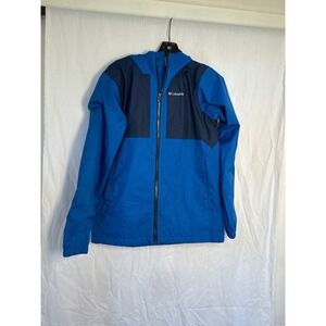 Columbia Rain Jacket Hooded Full Zip Lightweight Blue Navy XL
